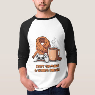 レトロゲーマー向けあったかドリンクの秋デザイン Tシャツ