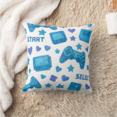 レトロゲーマー装飾用クッション – ブルービデオゲーム クッション (ブランケット)