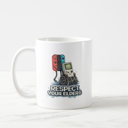 レトロゲームを尊敬するデザイン コーヒーマグカップ (左)