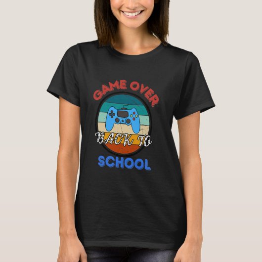レトロゲームオーバー新学期先生学生グラ Tシャツ (正面)