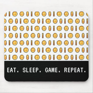 レトロゲームコインのピクセルパターン マウスパッド