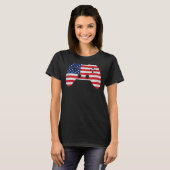 レトロゲームコントローラー アメリカ国旗 7月4日 Tシャツ (正面フル)