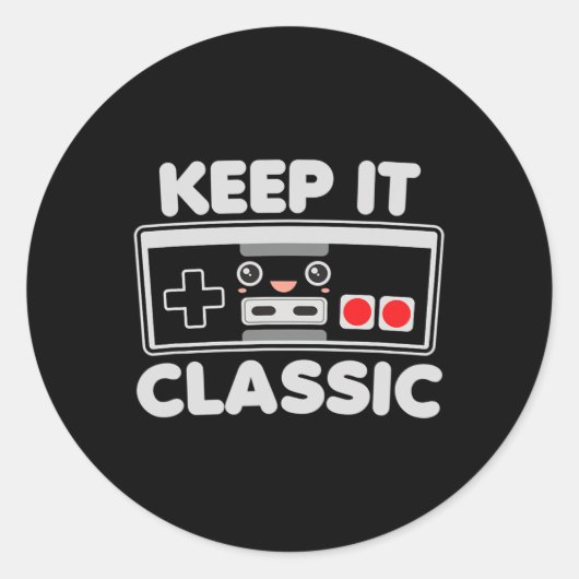 レトロゲームコントローラー 80年代風ユーモア ラウンドシール (正面)
