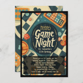 レトロゲームナイトソーシャルまたはバースデーパーティー 招待状 (正面/裏面)