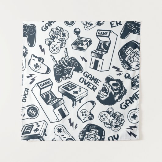 レトロゲームヴィンテージパターン。 タペストリー (正面)