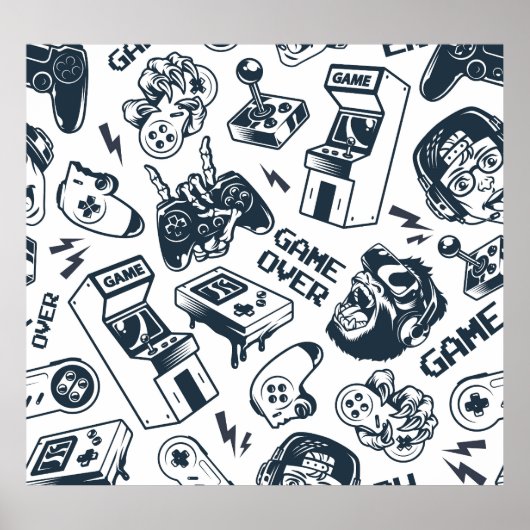 レトロゲームヴィンテージパターン。 ポスター (正面)