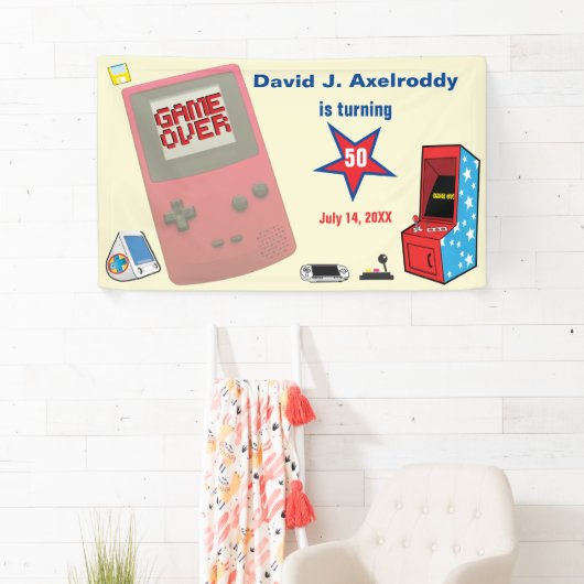 レトロゲーム大好き！ 🎮 50歳の誕生日おめでとう！ 横断幕 (インサイチュ)
