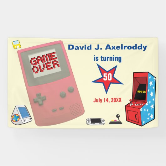 レトロゲーム大好き！ 🎮 50歳の誕生日おめでとう！ 横断幕 (横)