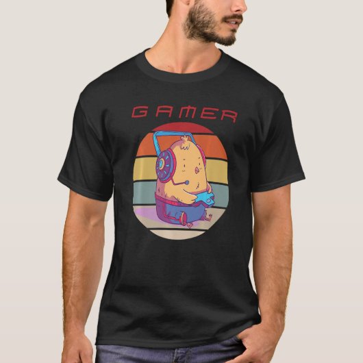 レトロゲーム好きな女子のためのゲームコンソール Tシャツ (正面)