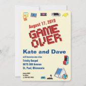 レトロゲーム好きの楽しいカップルが結婚しました 🎮 招待状 (正面)