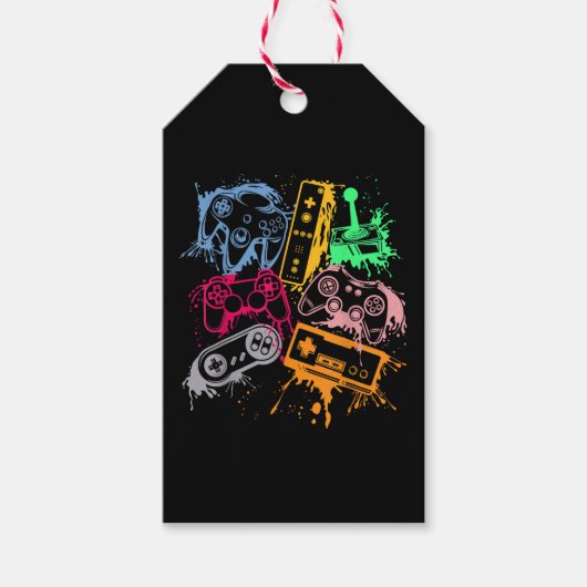 レトロゲーム機コントローラー 80年代 90年代 アーケード ギフトタグ (正面)