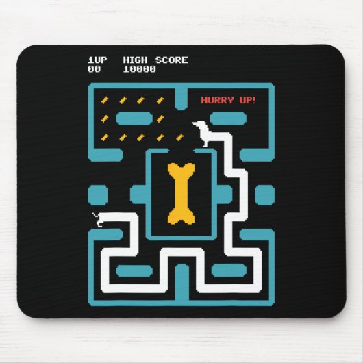 レトロゲーム機 ビデオゲーム 犬 80年代 アーケード マウスパッド (正面)