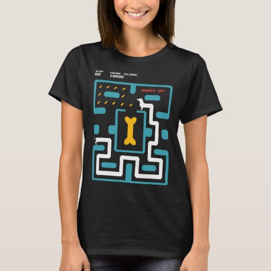 レトロゲーム機 ビデオゲーム 犬 80年代 アーケード Tシャツ (正面)