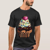 レトロゲーム風カップケーキ ピクセル 8ビット ハングリーバイト ゲーム ケーキ フード Tシャツ (正面)