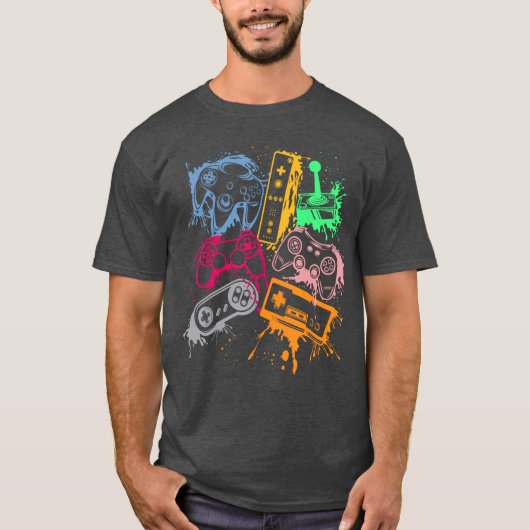 レトロゲーム コントローラー 80年代 90年代 アーケード Tシャツ (正面)