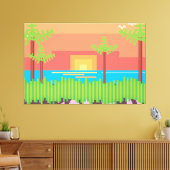 レトロゲーム – トロピカルサンセット キャンバスプリント (インサイチュ (リビング))