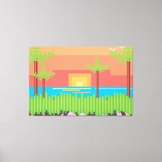 レトロゲーム - 熱帯の夕日 キャンバスプリント (正面)