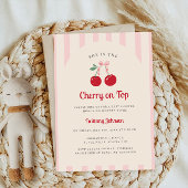 レトロコケットさくらんぼオントップガールベビーシャワー 招待状