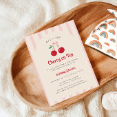 レトロコケットさくらんぼオントップガールベビーシャワー 招待状