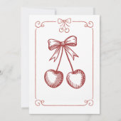 レトロコケットさくらんぼオントップボウブライダルシャワー 招待状 (裏面)