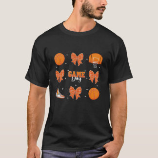 レトロコケットバスケットボールボウゲームデイ応援スポーツ Tシャツ