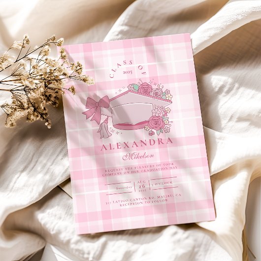 レトロコケットピンクボウ卒業 招待状
