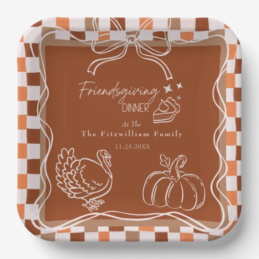 レトロコケットフレンドサンドイナーサンクスギビング ペーパープレート (正面)