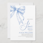 レトロコケットブルーボウブライダルシャワー 招待状 (正面)
