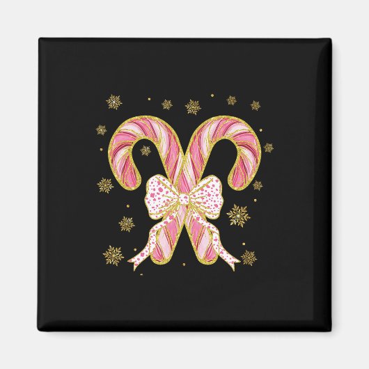 レトロコケットボウキャンディーケーンクリスマスシーズンWom マグネット (正面)