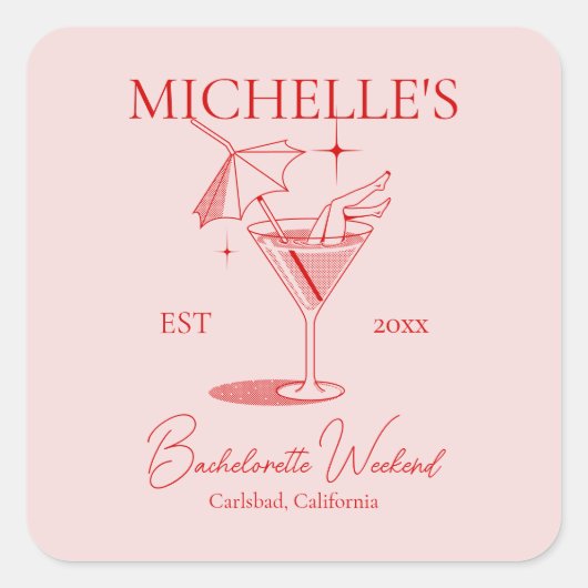 レトロコックテール・バチェロレッテ・パーティー スクエアシール (正面)