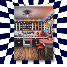 レトロコテージキッチキッチンクリスマス カード