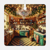 レトロコテージキッチュレトロクリスマスパーソナライズされた メタルオーナメント (正面)