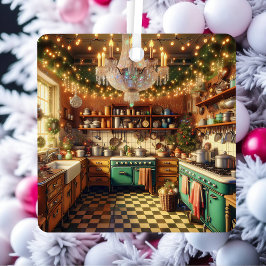 レトロコテージキッチュレトロクリスマスパーソナライズされた メタルオーナメント