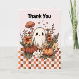 レトロコテージコアハロウィーンベイビーシャワーサンキュー カード