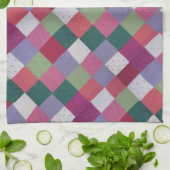 レトロコテージコア手編カラフルパッチワーク キッチンタオル (折り畳み)