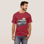 レトロコネチカット州の風景のシルエット Tシャツ (正面フル)