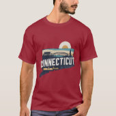 レトロコネチカット州の風景のシルエット Tシャツ (正面)