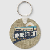 レトロコネチカット風光明媚なシルエット キーホルダー (正面)