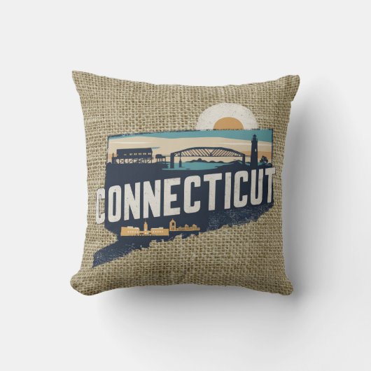 レトロコネチカット風光明媚なシルエット クッション (正面)