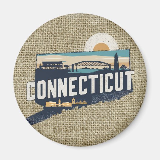 レトロコネチカット風光明媚なシルエット マグネット (正面)