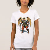 レトロコミックスタイル 聖ミカエル 女性用Tシャツ Tシャツ (正面)