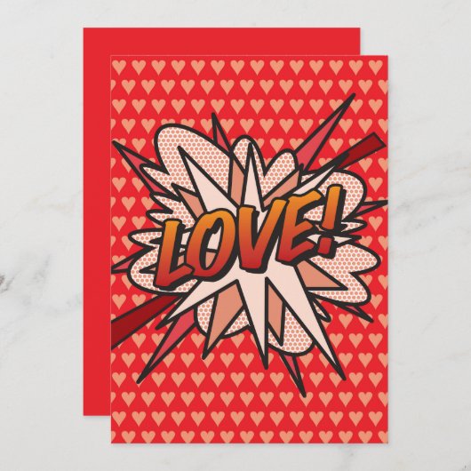 レトロコミックブックポップアートが大好きです。 招待状 (正面/裏面)