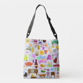 レトロコラージュノスタルジ図解入りの、写真付きのアフラッシュバック クロスボディバッグ (裏面)