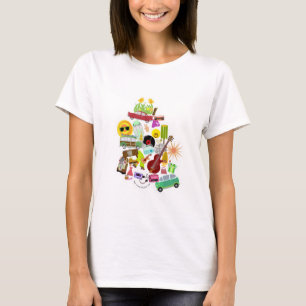レトロコラージュ図解入りの、写真付きのノスタルジアフラッシュデシ Tシャツ