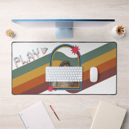 レトロコラージュ混合メディアカラフル郷愁 デスクマット