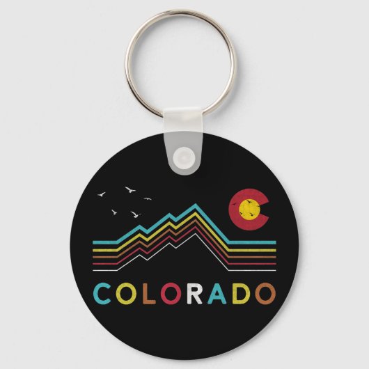 レトロコロラド州旗ロッキーマウンテン キーホルダー (正面)