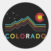 レトロコロラド州旗ロッキーマウンテン ラウンドシール (正面)