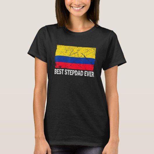 レトロコロンビア最高の国国旗父のStepdad Ever Da Tシャツ (正面)