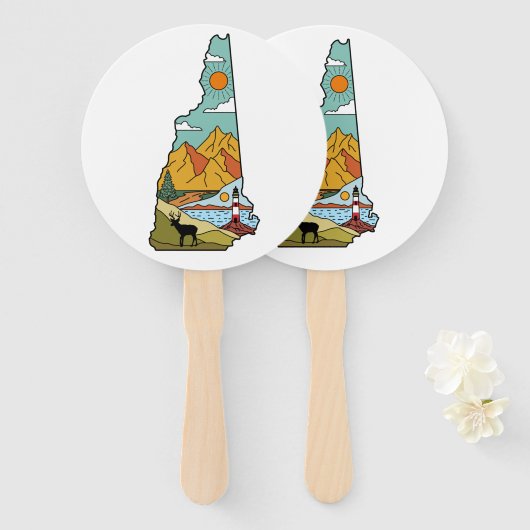 レトロコンコードニューハンプシャーホワイトマウンテン ハンドファン (正面&裏面)