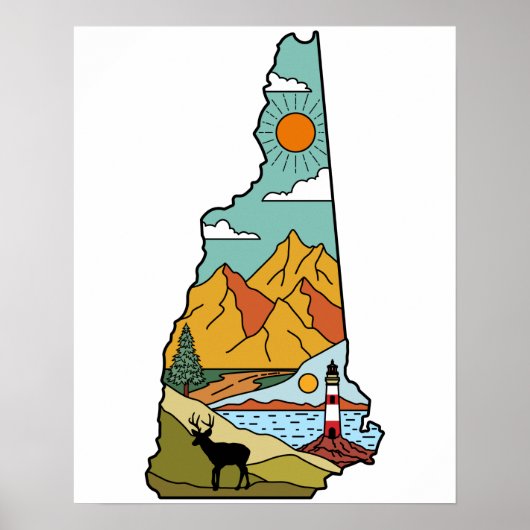 レトロコンコードニューハンプシャーホワイトマウンテン ポスター (正面)